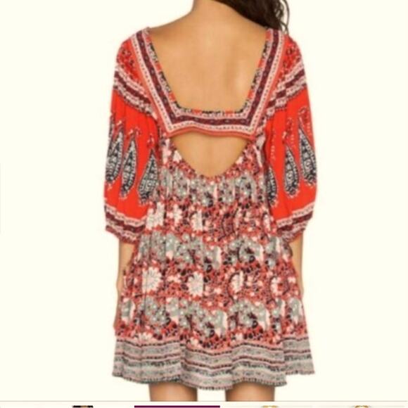 new with tag Free people size Large boho Bohemia Red Patterned woman's Dress - Picture 3 of 14